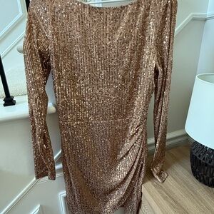 Windsor Sequin Mini Dress in Bronze